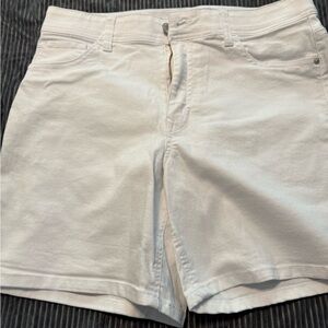 Angels White Jean Shorts with Distressed Frayed Hem